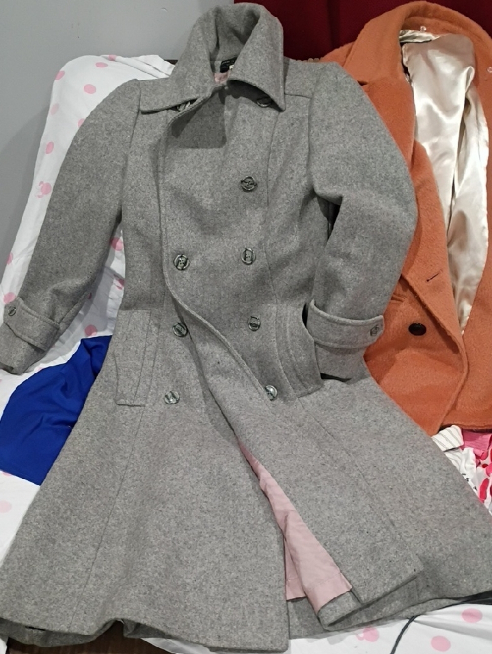 Gray Double-Breasted Wool Coat
